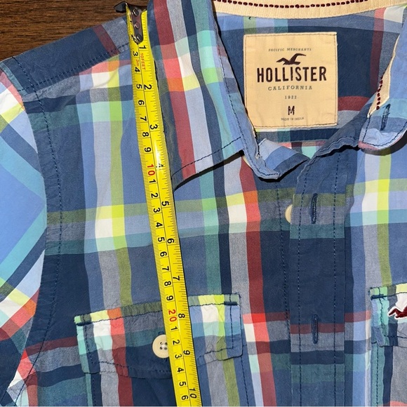 Y2K Hollister Men's Multicolor Plaid Button-Down Shirt Medium 100% Cotton READ - Picture 10 of 13
